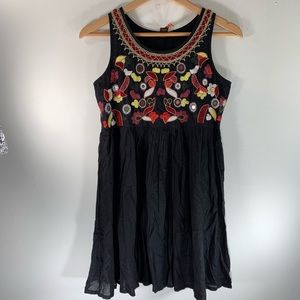 RAGA Anthropologie boho mini dress embroidered